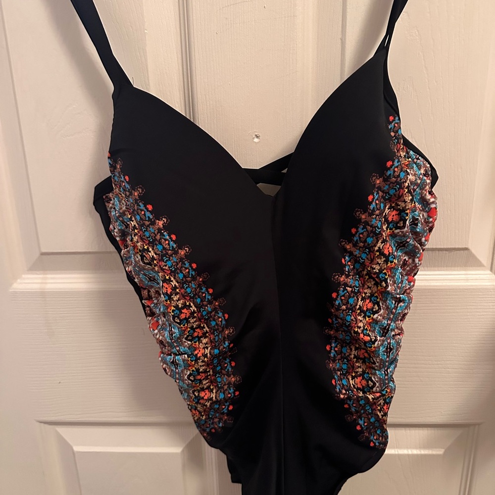 Miraclesuit Black and Multicolor One Piece Swimsuit